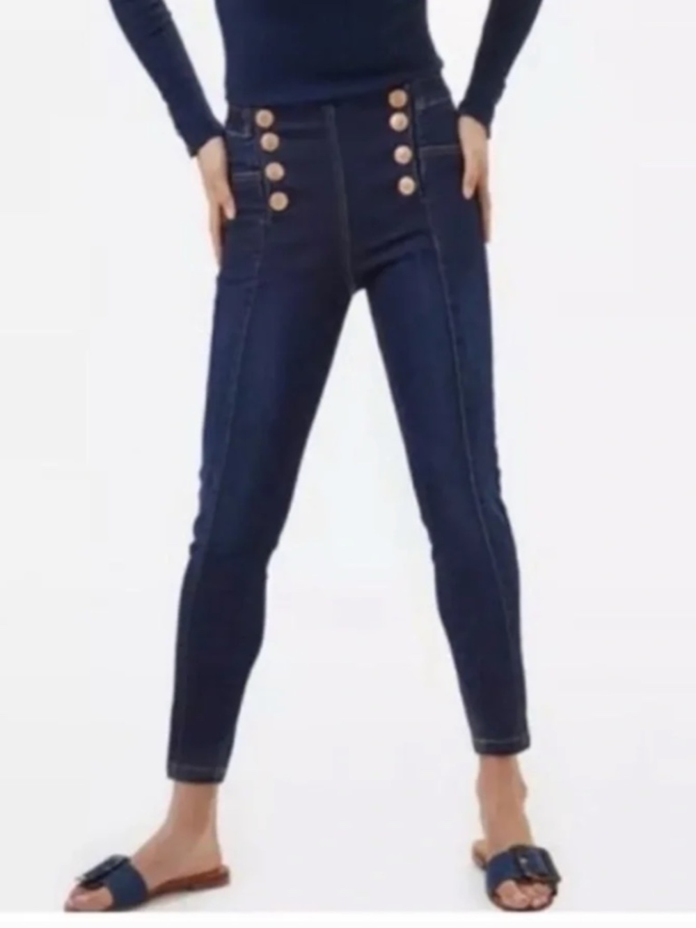 J. McLaughlin Hastings Sailor Button High Rise Jean Size 8